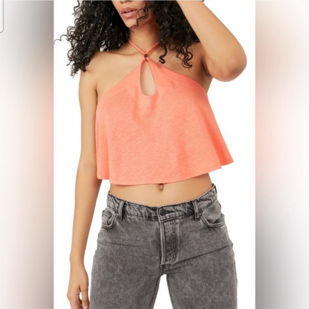 NWT Free People Watermelon Long Weekend Knit Halter Tank